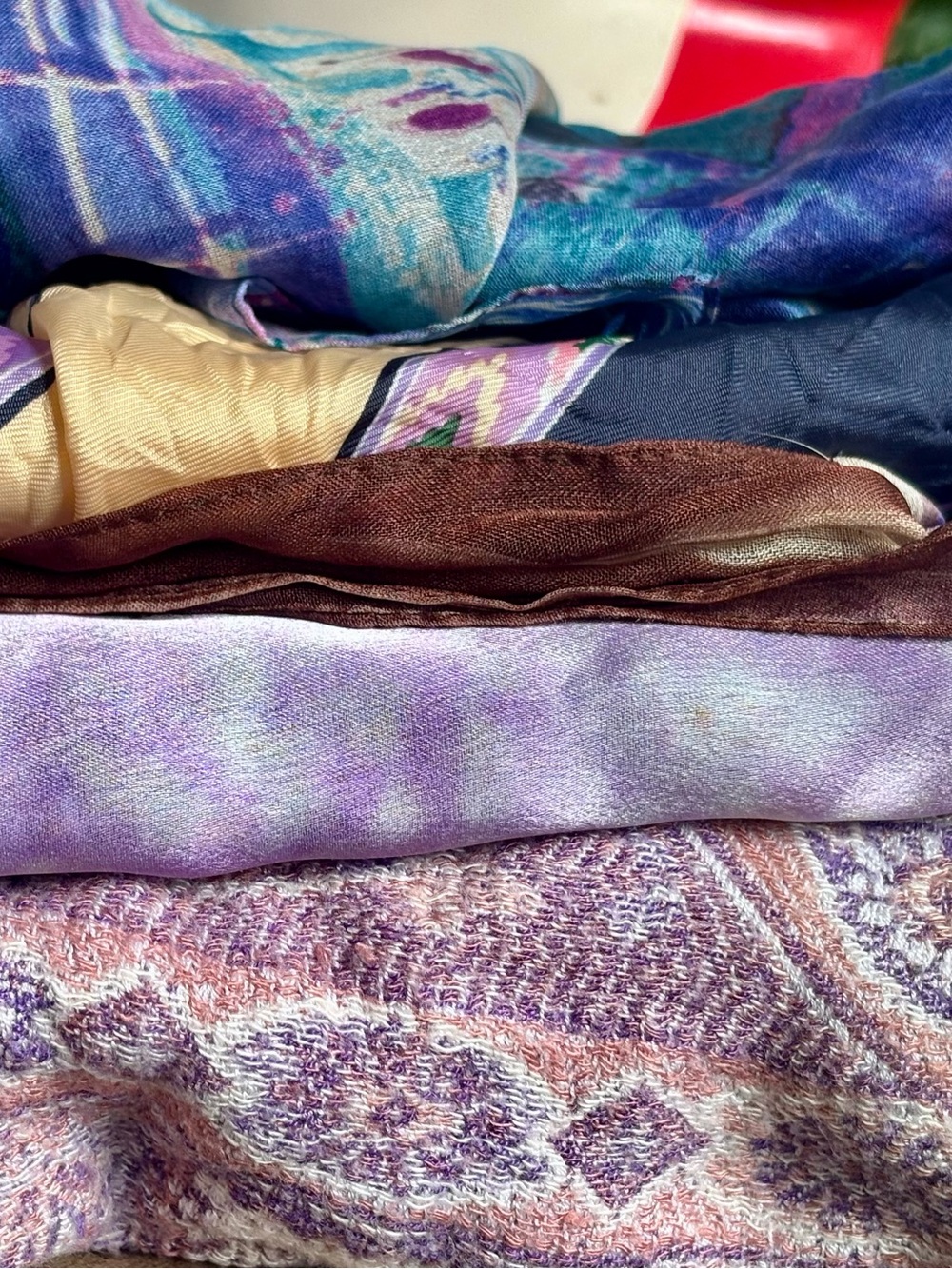 Purple Scarf Lot of 5 | Ladies Fashion Scarves | Paisley Floral Artistic Prints